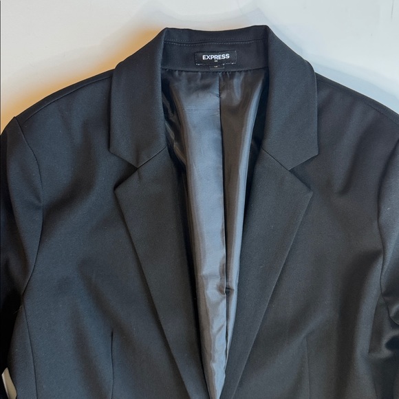 Express The Editor Studio Stretch One Button Black Women's Blazer Size 10 - Picture 11 of 16